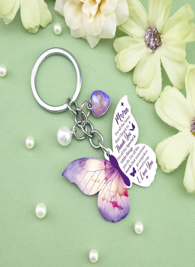 igvean Mothers Day Gifts for Moms Mom Gift from Daughter Son Purple Butterfly Gifts for Moms Best Mom Ever Gift Butterfly Keychain Unique Christmas Birthday Present for Mother I Love You Mama Key Ring - Image 3